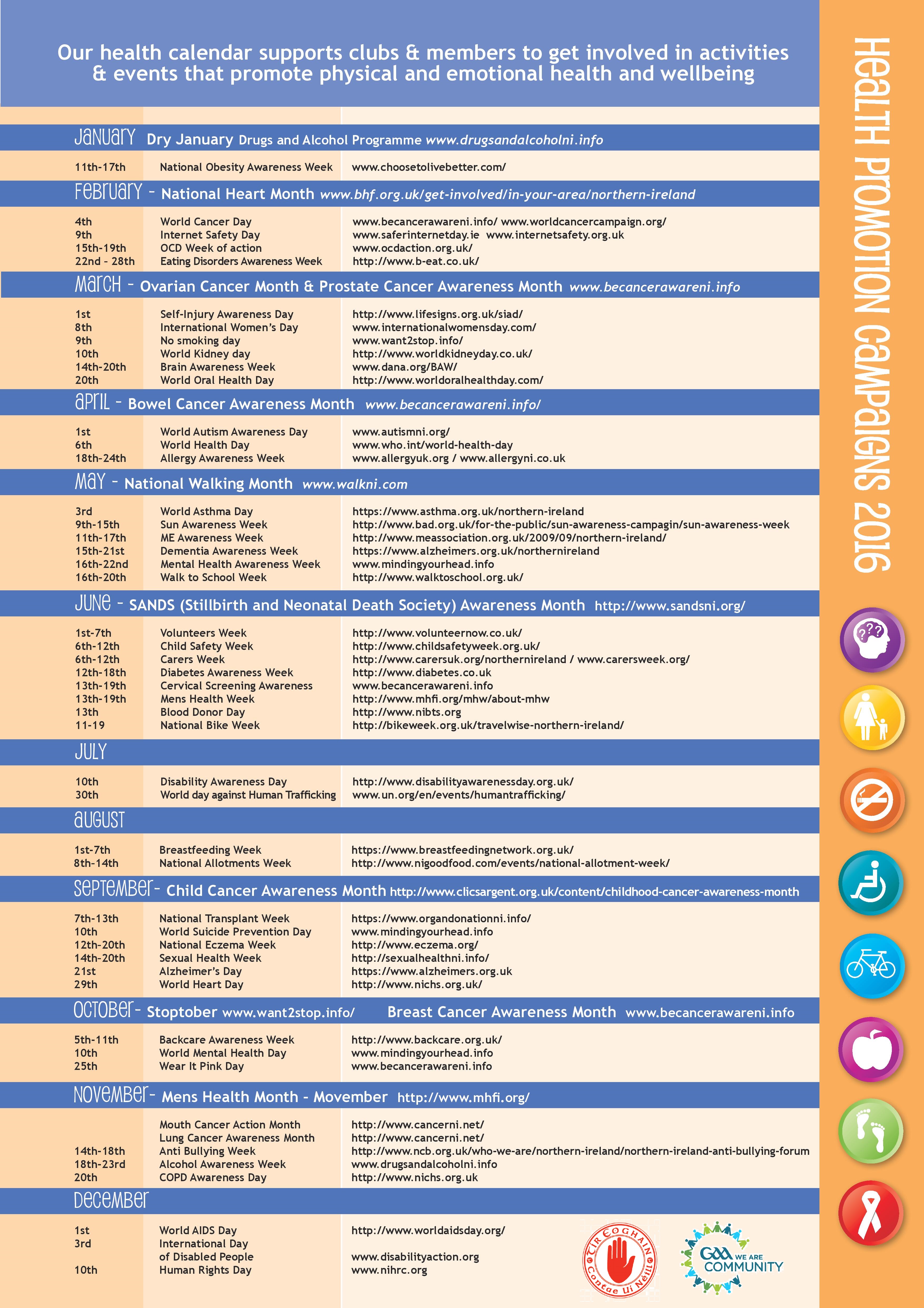 Health & Wellbeing calendar (2) Tyrone GAA