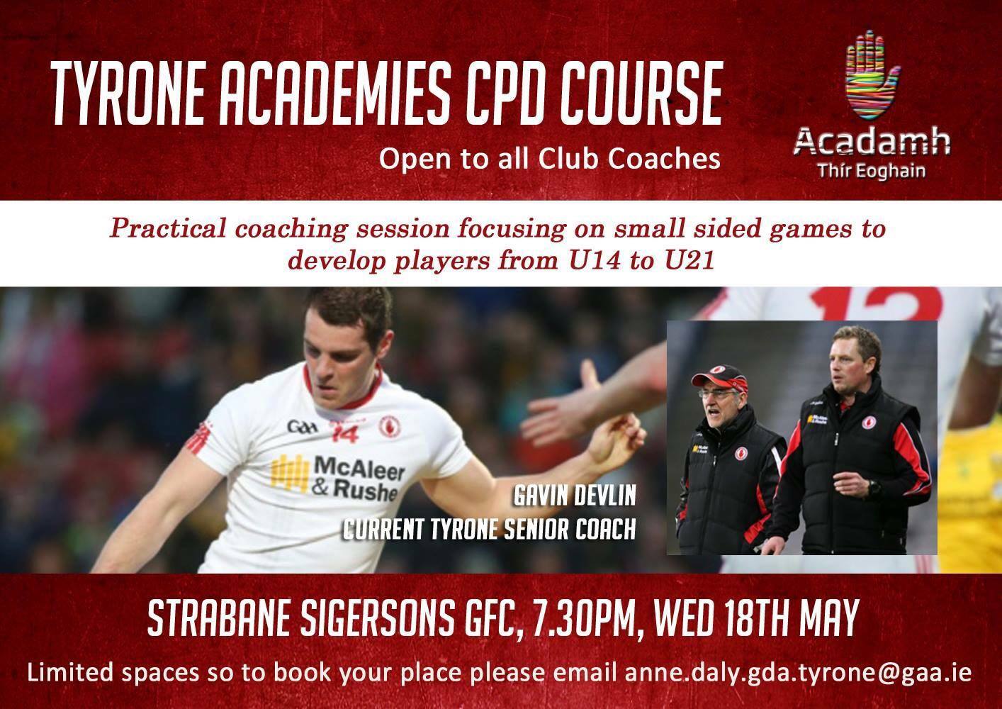 Academy Tyrone CPD Course – Wednesday 18th in Strabane