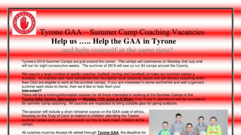 Summer Camp Coaching vacancies
