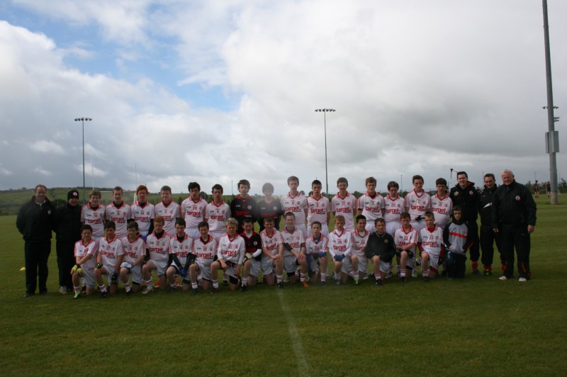 3. Tyrone U14 East 2013 vs. South Down pictured with Managers Sean Murtagh, Conall Lavery, Stephen McHugh, Brendan Early and Feargal Logan