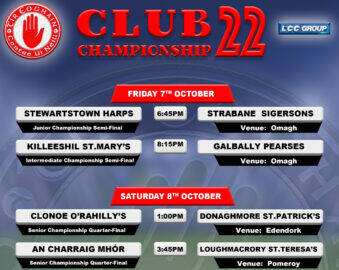 LCC Group Tyrone Championship Fixtures 7th – 9th Oct, All Live on Tyrone GAA TV.