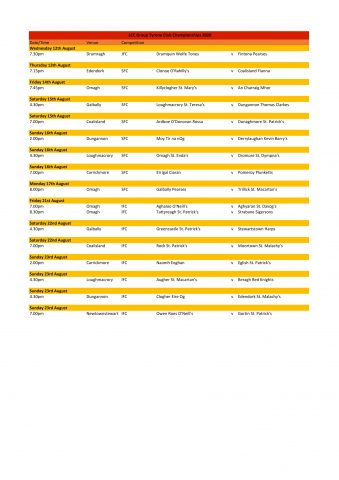 Revised Tyrone LCC Group Club Championship fixtures