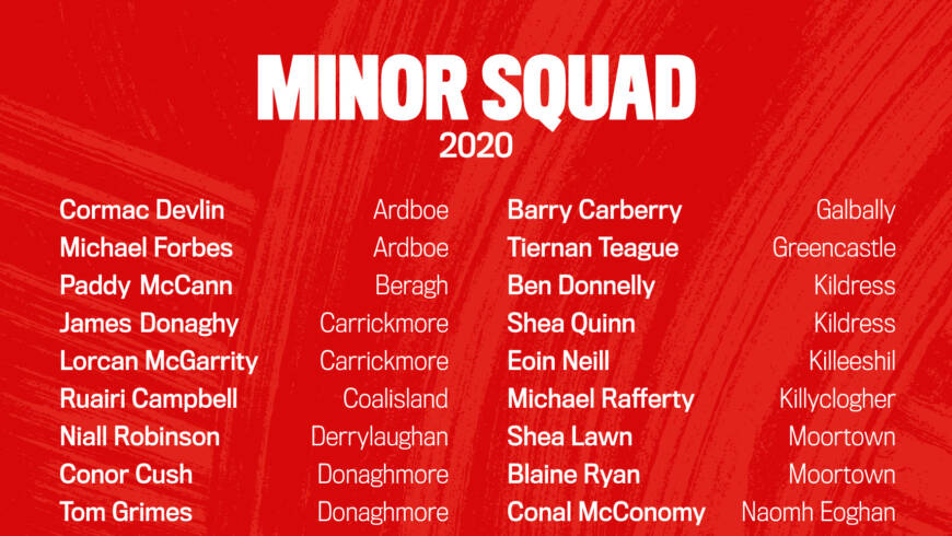 Minor Squad Confirmed for 2020