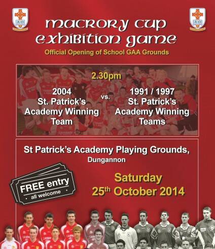 St Pat’s Academy GAA grounds opening 25th October