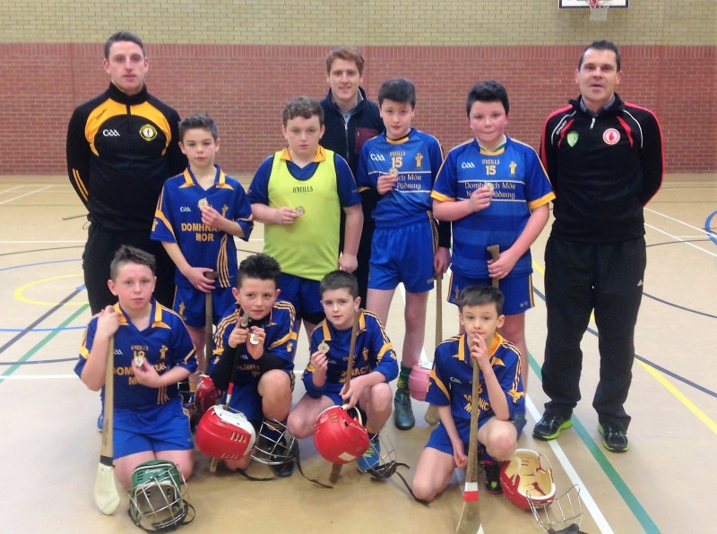 St. Patrick's P.S. Donaghmore. Pictured with Aidy Kelly (Ref), Peter Harte (teacher) and Eddie Doris (Allianz Cumann na mBunscol)