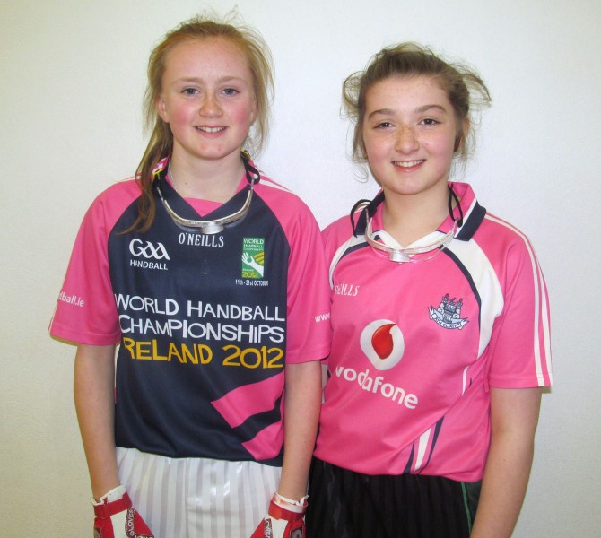 Under-14 girls finalists Eve Loughran and Maeve McElroy