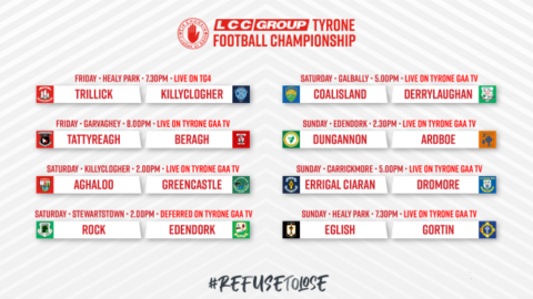 Tyrone GAA TV Fixtures Schedule for Senior & Intermediate LCC Group Championship Q/Finals