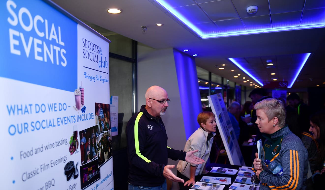A general view of a stall during the GAA National Healthy Club Conference at Croke Park Stadium, in Dublin.